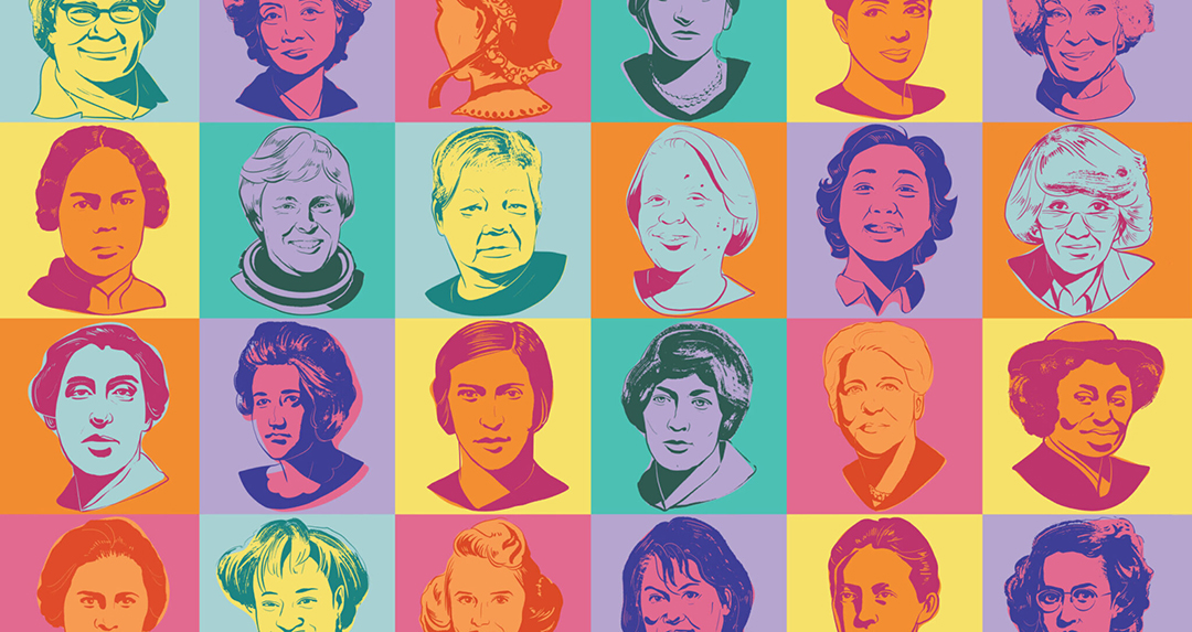 Pop art style illustration of 52 Toronto women.